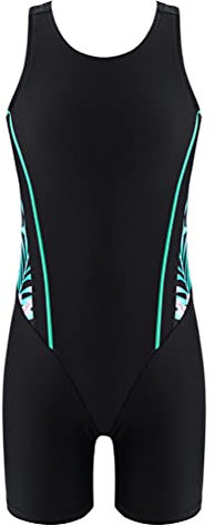 dPois Kids Girls Racerback Swimsuit Boyleg Sleeveless Bathing Suit Fitness Surfing Costume Pink Lily&Black 13-14 Years
