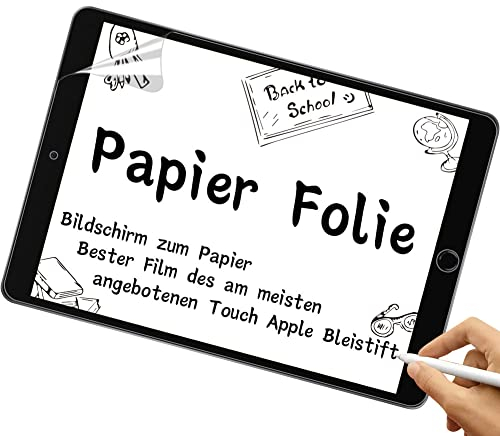 2 Stück Paper Schutzfolie Kompatibel mit iPad 9/8/7(2021-2019) 10,2 Zoll/iPad Air 3/ Pro 10.5 Zoll, PET Matte Blendfreiem Schutzfoli Angenehmes Schreiben wie auf zum Zeichnen, Schreiben und Notizen