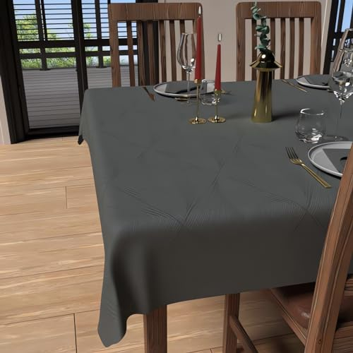 Soleil d'ochre, rechteckige Anti-Flecken-Tischdecke 150 x 250 cm, Luxus-Grau