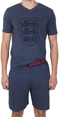 England Official Football Gift Mens Loungewear Short Pyjamas Blue Marl XL