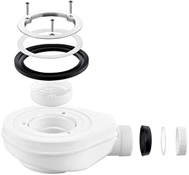 EMKE Ablaufgarnitur Duschwanne, Duschablauf mit Siphon, Geruchsverschluss und Haarsieb, Abfluss Ablaufloch Set für Duschwanne, Weiß