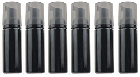 Schäumende Spenderflasche aus Kunststoff, leer, nachfüllbar, schäumender Seifenspender, Pumpe, für Reisen, Shampoo, Kosmetik und mehr, 50 ml, Schwarz, 6 Stück