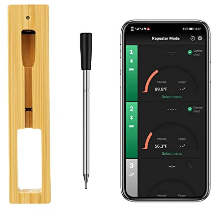 Wireless Meat Thermometer Smart Meat Thermometer for Grilling &Smoking 260ft Range Digital Bluetooth Cooking Thermometer for Oven/Grill/Kitchen/BBQ/Smoker/Rotisserie/Sous Vide…