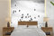 MuchoWow Papier peint Animaux - Oiseaux - Nuages - Noirs - Blancs Papier peint photo 220x220 cm Papier peint imprimé