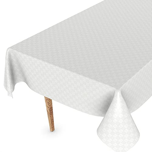 Wachstuchtischdecke Wachstischdecke Tischdecke abwaschbar Gartentischdecke Wachstuch Eckig rund oval 400 x 140cm Schnittkante Karo Quadrat Weiß