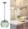 YQGOO Hängelampe Pendelleuchte Esstisch, Pendelleuchte Glas 3-flammig mit Grün Glas Lampenschirm Modern Design Kreative Hängeleuchte Höhenverstellbar Dekoration Pendellampe (1pack)