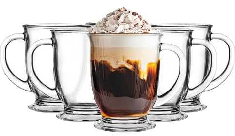 Glasmark KROSNO 1992 Kubas Ensemble de 6 Verres à Café Cappuccino Café Glacé Lavable au Lave-vaisselle 6x400 ml
