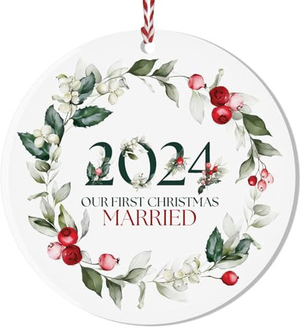 2024 Our First Christmas Married Christmas Tree Ornament Decoration Bauble - Gift for Husband or Wife