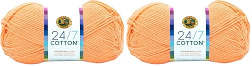 Lion Brand Yarn Company 761-132 24/7 Cotton Yarn, Creamsicle, One Size (Pack of 2)