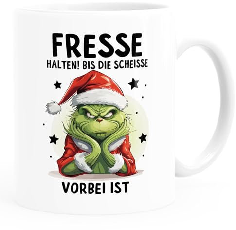 MoonWorks® Grinch Tasse Anti Weihnachten Spruch Ironie Sarkasmus lustige Weihnachtsbecher Geschenke für Weihnachtsmuffel Spruch 2 weiß standard