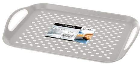 Galicja Molly Party-Serviertablett – Rechteckiges Tablett für Snacks, Essen, Kekse – tablett Rechteckiges Tablett aus Kunststoff groß zum Servieren von Speisen und Snacks – 45x32x4,5 Grau