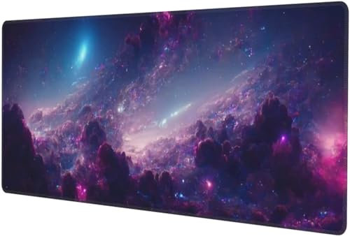 Tapis de Souris Gaming XXL 600x400x2mm Grand Tapis de Souris sous-Main de Bureau Surface Spéciale Améliore la Précision et la Vitesse pour PC Gamer Ordinateur - Nébuleuse Violette