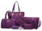 Lengender Femmes Mode 6Pcs Bag Set PU Cuir Sac Portés Main + Fourre-Tout + Sac à Bandoulière + Portefeuille + Titulaire de la Carte Pochettes (Violet)