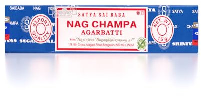 Satya Nag Champa Räucherstäbchen Räucherwerk Agarbatti Incense Sticks Handgerollt in Indien (1 Packung je 15 Gramm)