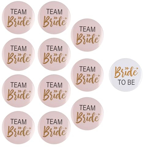 12 Stück Team Bride Button, Team Braut Button, Junggesellenabschied Party Buttons, Stil Brautaccessoires, Hochzeitsparty Zubehör