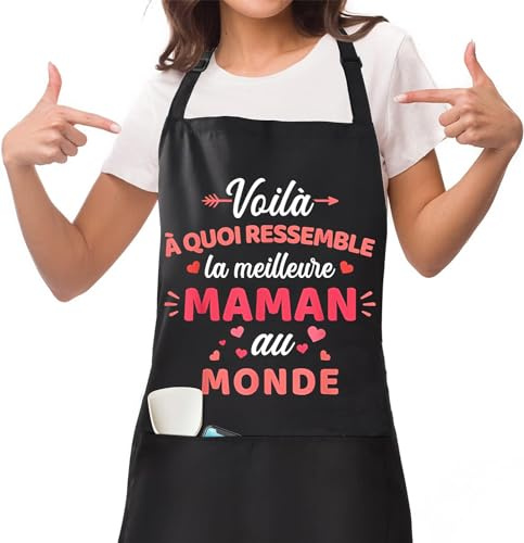 Jbniuay - Regalo para fiesta de las madres, cocina, idea de regalo para mamá, delantal, cocina, mama, delantal, ajustable, con 3 bolsillos, regalo para mamá, Navidad, cumpleaños, día de la madre
