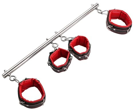 Kit Ausziehbare Spreizstange aus Edelstahl, Handschellen, Fußfesseln, Fetisch-Fesseln-Set for Paare ZL31818,Fesselgurte & -stangen