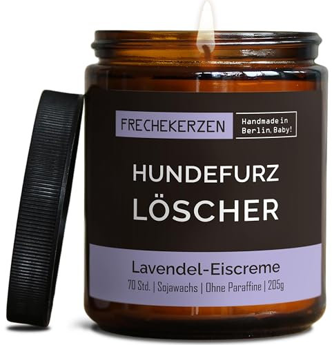 Lustige Duftkerze mit Spruch für Hunde Besitzer & Liebhaber | Handgemacht aus Sojawachs | In Geschenkbox | Nachhaltiges Valentinsgeschenk, Gast Geschenk Hundehalter Dog Lovers |Lavendel-Eis