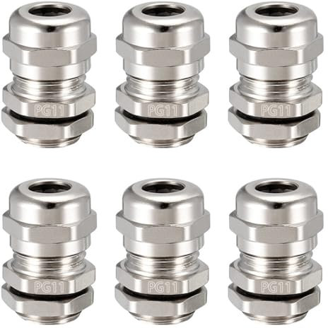 ORTAVA 6 Stück IP68 Wasserdichte Kabeltülle, Kabelverschraubung, Kabeldurchführung Wasserdicht, PG11-Kabelverbinder Hergestellt Aus Hochwertigem Messing, für 5–10 mm Kabelanschluss