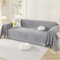 Royhom Couch Überzug 2/3/4 Sitzer, Sofa Überzug Ecksofa, Sofabezug L Form, Chenille Sofaüberwurf, Couch Überwurf mit Deko Quasten, Grau Sofa Überwurf(Rein Dunkelgrau, 180x380cm)