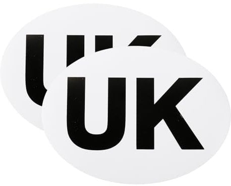 GroveEss 2 Pack Electrostatic UK Car Stickers for Europe,Static Oval Rear Window Sticker,Strong Durable Plate Stickers,UK Stickers for Cars Vans Trucks Driving in Europe