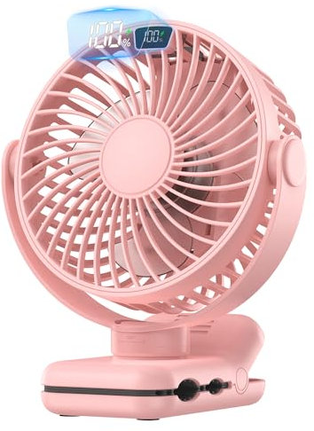 TOPK Clip on Fan, 5000mAh Rechargeable Small Portable Clip Fan, Table Fan with 4 Speeds Strong Airflow, 720° Rotation, Ultra-Quiet, Desk Fans for Home/Office/Stroller/Library and Summer Gift