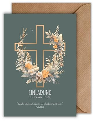 WBdesignz 10er Set Einladungskarten zur Taufe - Einladungskarte Taufe Einladung Kartenset Taufkarte (DIN A6)