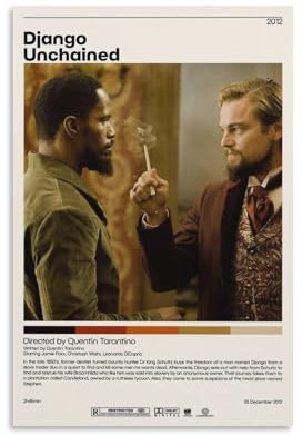 DRDPLXGU Django Unchained Quentin Tarantino Retro-Filmposter auf Leinwand, Wandkunst, Dekordruck, Bild Gemälde für Wohnzimmer, Schlafzimmer, Dekoration, 30 x 45 cm