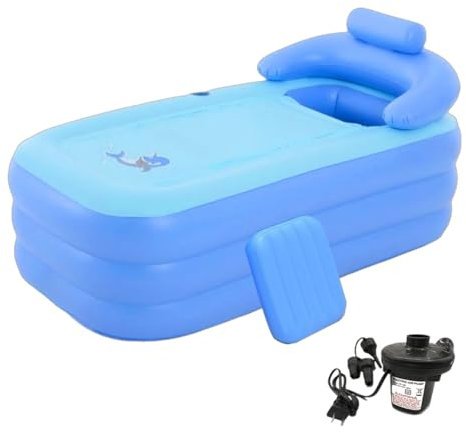 WQV SPA Baignoire gonflable pliable de 160 cm pour adultes, baignoire à remous portable, baignoire de glace, baignoire autoportante avec pompe à air électrique pour douche intérieure et extérieure