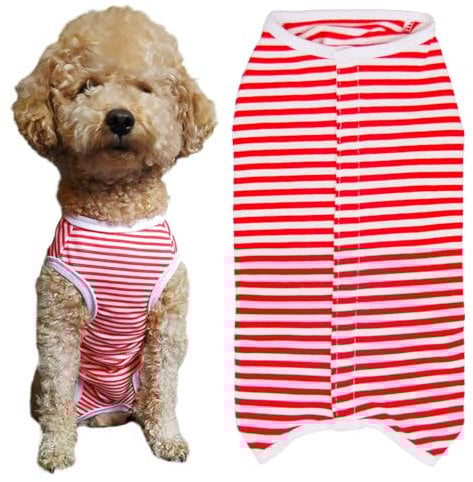 Kukaster Pet Hundebody Nach Op Hündin Rüde Kastration Wundschutzanzüge für Hund, Nylonschnalle für Haarausfall, Allergien, Rasur, Roter Streifen M