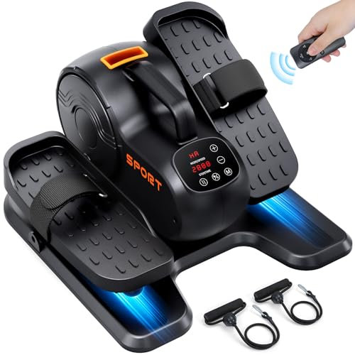 Dripex Mini Crosstrainer Elektrischer, 3-IN-1 Untertisch Ellipsentrainer für Zuhause, Ellipsen Beintrainer mit 10-stufig Einstellbarer Geschwindigkeit/Widerstand, komplett montiert (Orange)