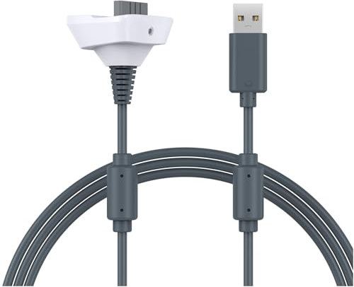 MMOBIEL Cable Cargador USB para Xbox 360/360 Slim Wireless Controller 1,8m Cable de Carga USB - Cable para Controlador Inalámbrico - Cargador USB Cable de Carga Rápida para Mando Consola (Blanco)