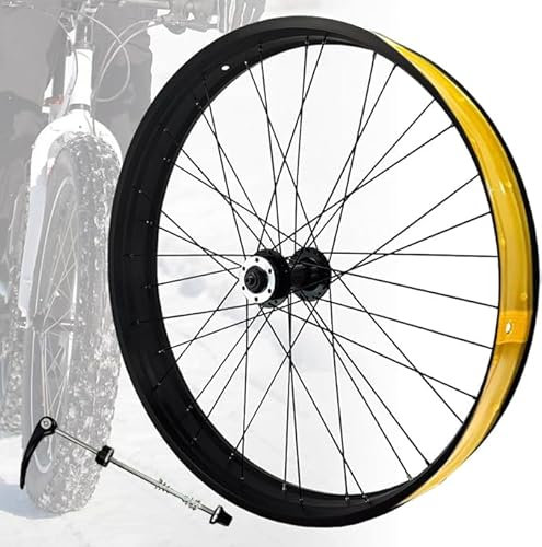 JNTFNE 26 Zoll 4.0 Reifen Fatbikes Vorderrad 36H Bikes Rad für E-Bike Scheibenbremse Schnellspanner 135MM Aluminiumlegierung Schnee/Strand Fahrräder Rad (Farbe : Front Wheel, Size : 26in)