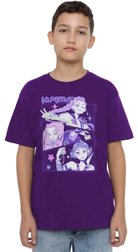 Kpop Demon Hunters Unisex Kids K-pop Demon Hunters - Anime Huntrix Huntr/X Kids T Shirt, Black T-Shirt (Pack of 1)