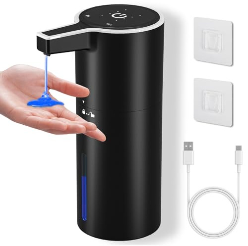 PUGTOW Dispensador de Jabón Automático Líquido sin Contacto, 400 ml (Negro)