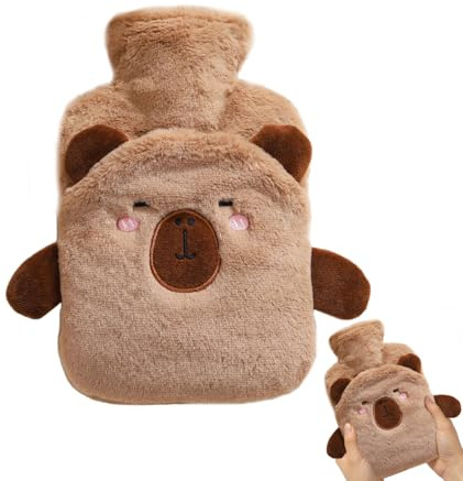 Duvcoywae Hot Water Bottle with Cover - 1L Pack Warmer Pad with Animal Design | Hot Water Bottle Cover - for Shoulder Recovery Muscle Women Kids Travel Sports Injuries Menstrual