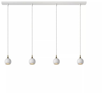 Licht-Erlebnisse Pendelleuchte Esstisch GU10 4-flammig Weiß Messing Metall 100 cm länglich Deckenbeleuchtung Esszimmer Esstisch Lampe Modern Hängelampe Balken Küche