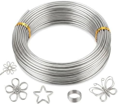 jwtyu 60m Basteldraht 1mm Draht zum Basteln Silber Aludraht Aluminiumdraht | Biegsamer, für Bastelarbeiten Skulpturen Kunsthandwerk Dekoration Schmuck Kränze Topfpflanzen Usw