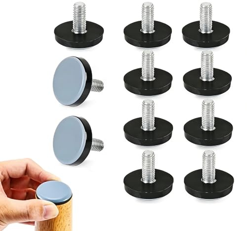 8 Stück Teflongleiter M6, Möbelgleiter Teflon 23mm Stuhlgleiter zum Schrauben Verstellbare Gleiter für Stühle für Möbel auf Teppich PVC Laminat und Linoleum