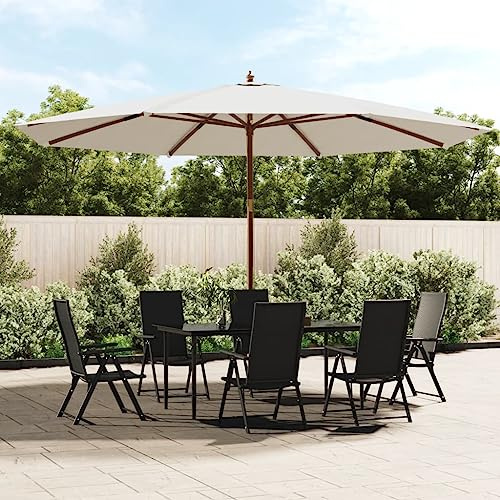 Parasol pour chaise longue, voile d'ombrage, avec mât en bois, sable, 400 x 273 cm, pour jardin, véranda, pergola, terrasse, jardin et patio