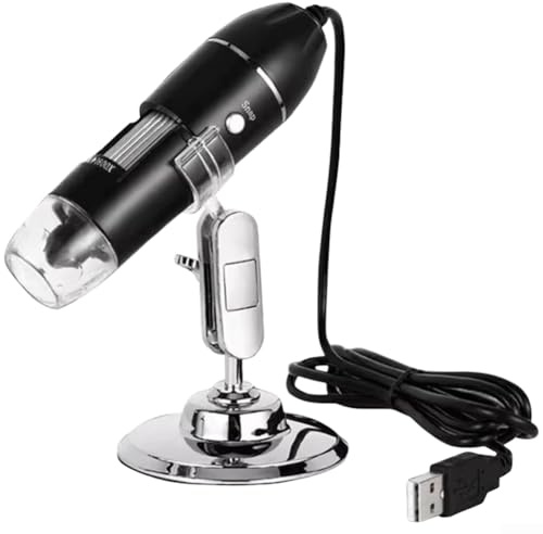 Microscopio digitale 50X-1600X con fotocamera USB per Android per iPhone PC, obiettivo zoom portatile per analisi di circuiti stampati con funzione di imaging chiaro, nero, 12 cm