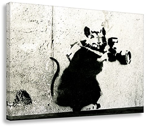 Kunstbruder Wandbild von Banksy/Camrat (div. Größen) 3D 4cm - Kunstdruck auf Leinwand Banksy Street-Art Leinwandbild Graffiti 40x60cm