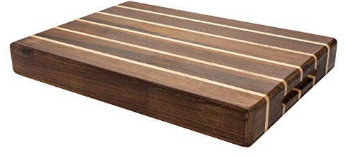 Grunwerg WB-53525CR Tagliere Rettangolare in Legno Extra Spesso, Acacia carbonizzata Gomma, Marrone