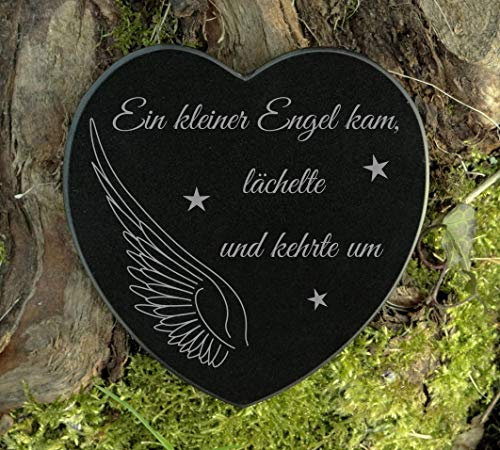 Gedenkstein Herz Grabschmuck Marmor Engel Gravur Sternenkind