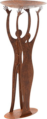 terracotta-toepfe-de Rost Skulptur doppelt mit Schale 96x40cm Metall Gartenfigur