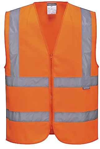 Portwest Warnschutzweste mit Reißverschluss, Größe: L, Farbe: Orange, C375ORRL