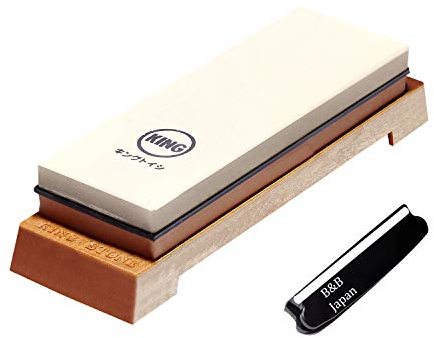 B&B Japan - Juego de afilador de cuchillos japonés de grano 1000/6000 y soporte en ángulo de cuchillo de B&B Japan para cubiertos de acero inoxidable y tallador puntiagudo, lo mejor para afilar de