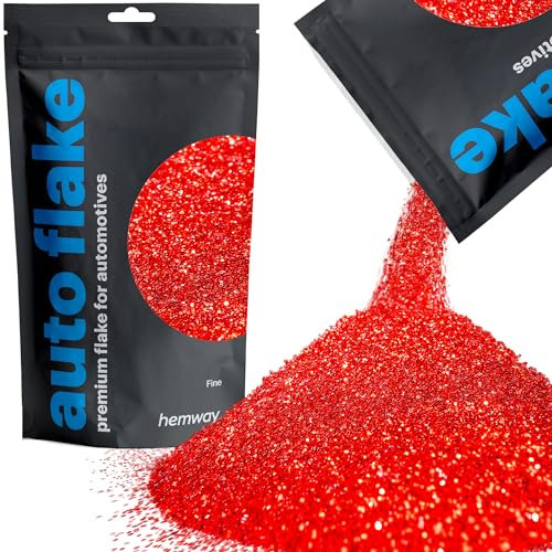 Hemway Premium Automotive Glitter Flake Paint Additive - Red | Fine Metal Flakes for Car, Truck, RV, Motorbike & Boat Decoration | Mix with Auto Paint | 100 g