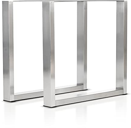 mina concept 2-2 Tischkufen Edelstahl – Tischgestell U-förmig – Außenmaße 70 x 72 cm – Profil 80 x 40 mm – 2 Stück