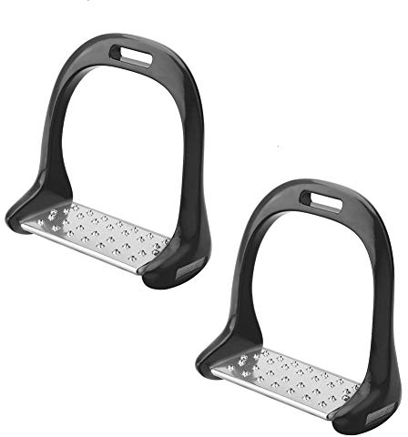 Sicherheits-Steigbügel mit Reflexstreifen, 3D-Breitspur, Aluminium-Druckguss, Schwarz